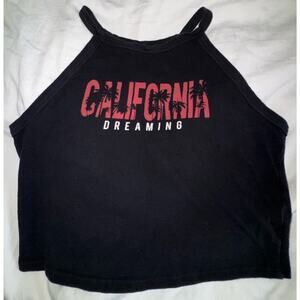 Daywind California Dreaming Black Halter Crop Top Womens Small Beach Y2K